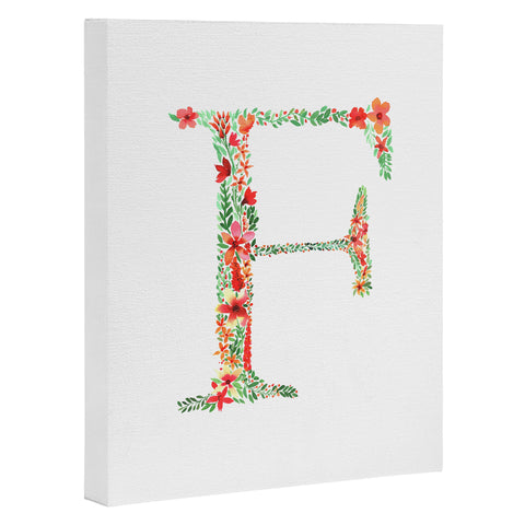 Amy Sia Floral Monogram Letter F Art Canvas