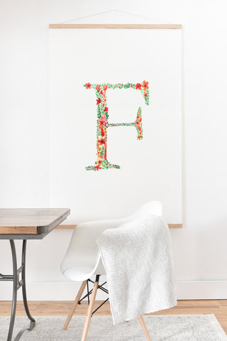 Amy Sia Floral Monogram Letter F Art Print And Hanger