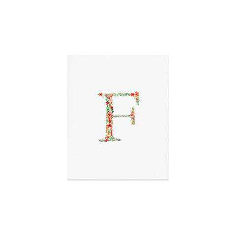 Amy Sia Floral Monogram Letter F Art Print