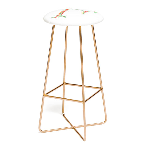 Amy Sia Floral Monogram Letter F Bar Stool