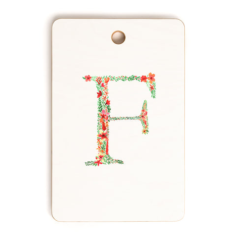 Amy Sia Floral Monogram Letter F Cutting Board Rectangle