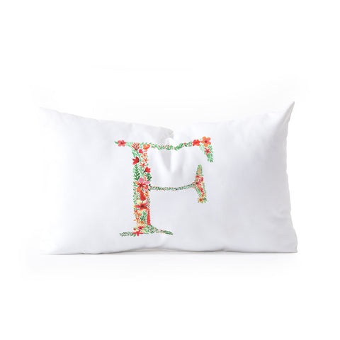 Amy Sia Floral Monogram Letter F Oblong Throw Pillow