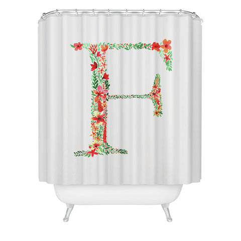Amy Sia Floral Monogram Letter F Shower Curtain