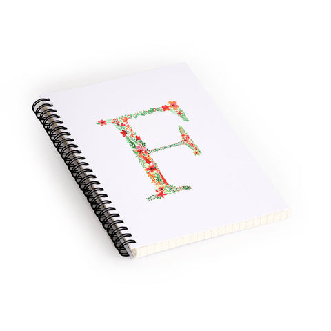 Amy Sia Floral Monogram Letter F Spiral Notebook