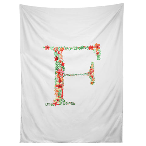 Amy Sia Floral Monogram Letter F Tapestry