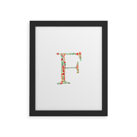 Amy Sia Floral Monogram Letter F Framed Art Print