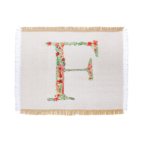 Amy Sia Floral Monogram Letter F Throw Blanket