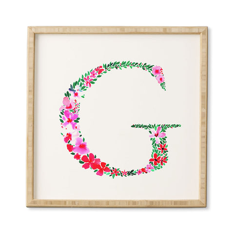 Amy Sia Floral Monogram Letter G Framed Wall Art