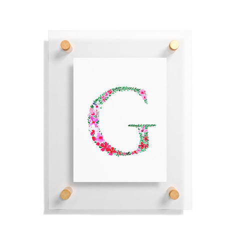 Amy Sia Floral Monogram Letter G Floating Acrylic Print
