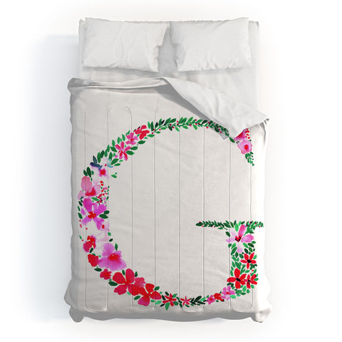 Amy Sia Floral Monogram Letter G Comforter