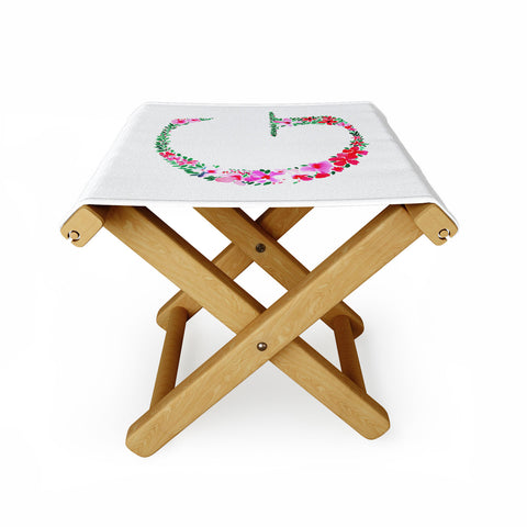 Amy Sia Floral Monogram Letter G Folding Stool