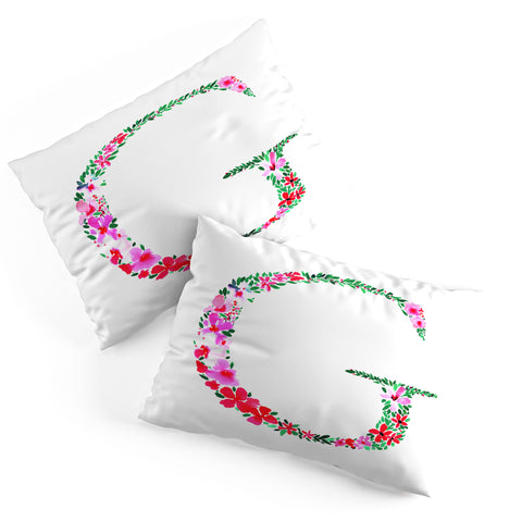 Amy Sia Floral Monogram Letter G Pillow Shams