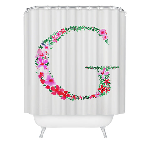 Amy Sia Floral Monogram Letter G Shower Curtain
