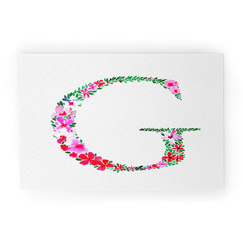 Amy Sia Floral Monogram Letter G Welcome Mat