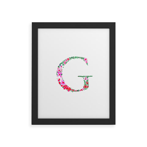 Amy Sia Floral Monogram Letter G Framed Art Print