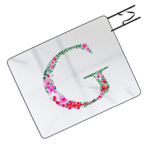 Amy Sia Floral Monogram Letter G Picnic Blanket