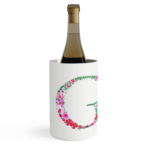 Amy Sia Floral Monogram Letter G Wine Chiller