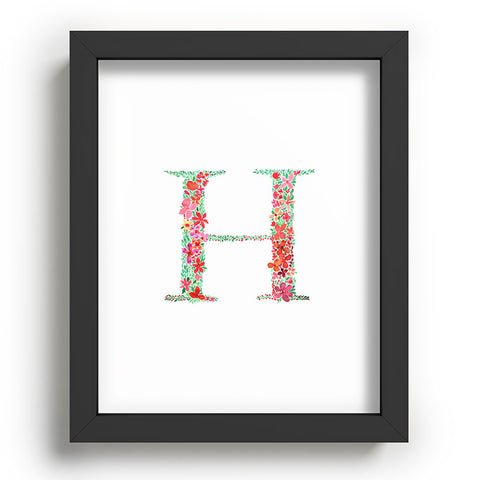 Amy Sia Floral Monogram Letter H Recessed Framing Rectangle