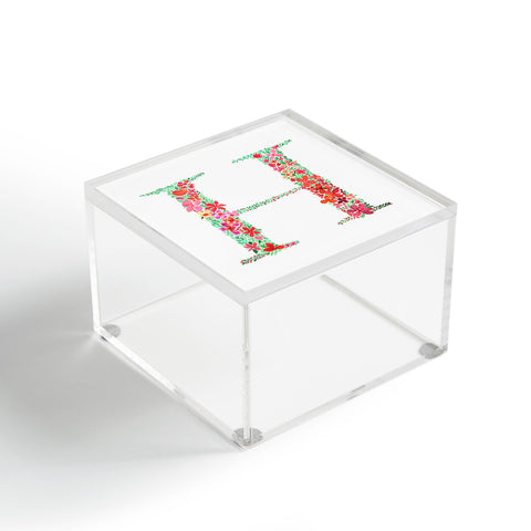 Amy Sia Floral Monogram Letter H Acrylic Box