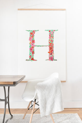 Amy Sia Floral Monogram Letter H Art Print And Hanger