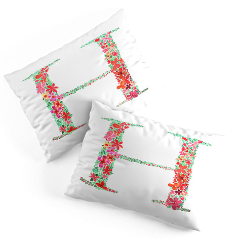Amy Sia Floral Monogram Letter H Pillow Shams