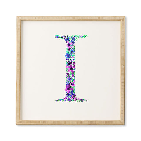 Amy Sia Floral Monogram Letter I Framed Wall Art