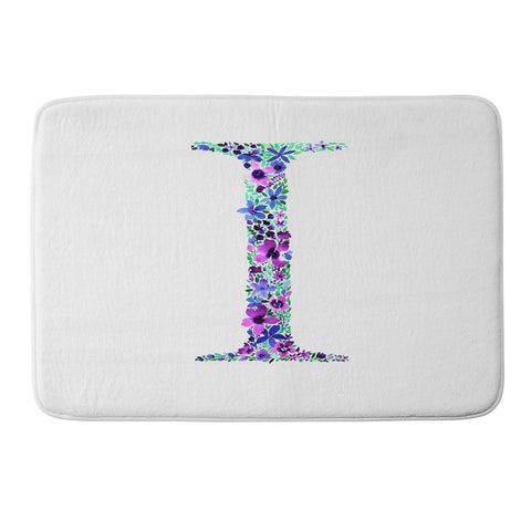 Amy Sia Floral Monogram Letter I Memory Foam Bath Mat