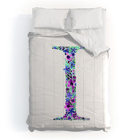 Amy Sia Floral Monogram Letter I Comforter