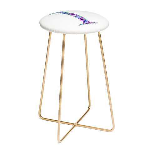 Amy Sia Floral Monogram Letter I Counter Stool