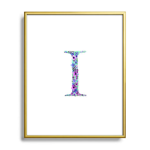 Amy Sia Floral Monogram Letter I Metal Framed Art Print