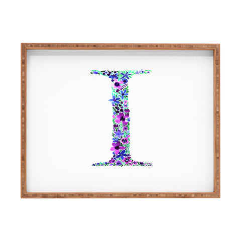 Amy Sia Floral Monogram Letter I Rectangular Tray