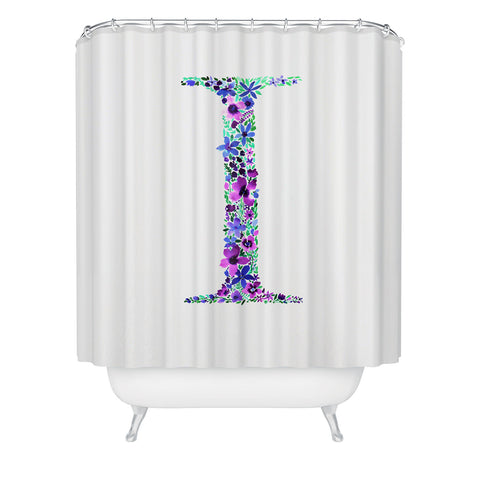 Amy Sia Floral Monogram Letter I Shower Curtain