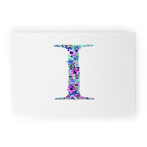 Amy Sia Floral Monogram Letter I Welcome Mat