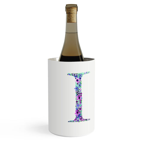 Amy Sia Floral Monogram Letter I Wine Chiller