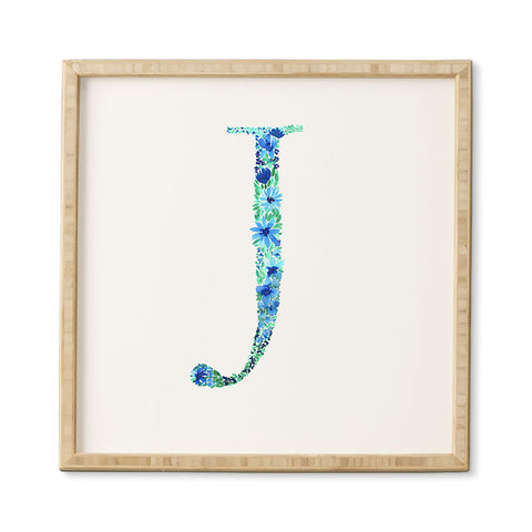 Amy Sia Floral Monogram Letter J Framed Wall Art