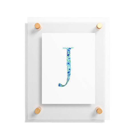 Amy Sia Floral Monogram Letter J Floating Acrylic Print