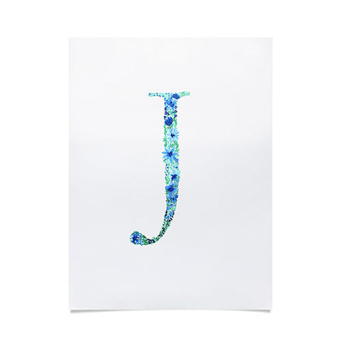Amy Sia Floral Monogram Letter J Poster