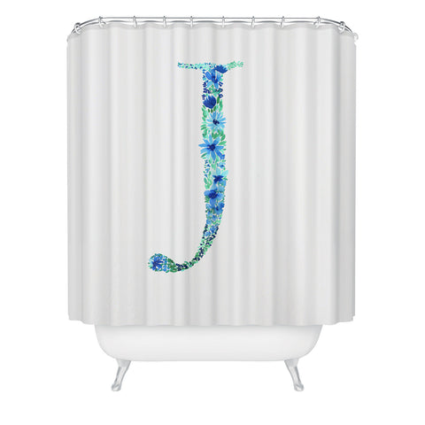 Amy Sia Floral Monogram Letter J Shower Curtain