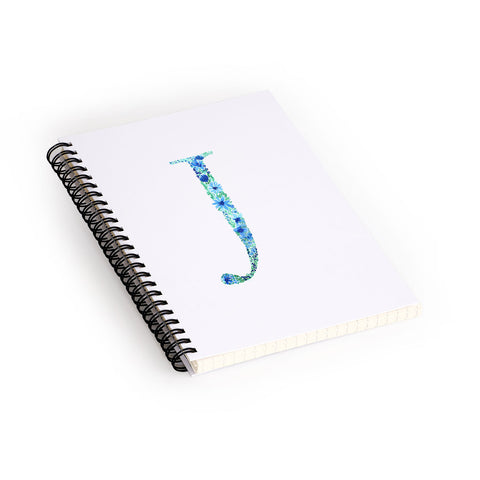 Amy Sia Floral Monogram Letter J Spiral Notebook