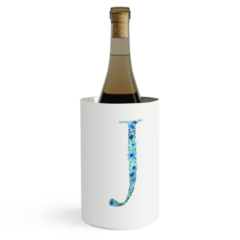 Amy Sia Floral Monogram Letter J Wine Chiller