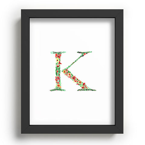 Amy Sia Floral Monogram Letter K Recessed Framing Rectangle