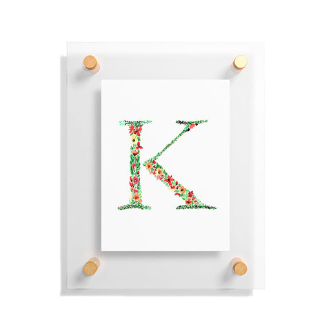 Amy Sia Floral Monogram Letter K Floating Acrylic Print