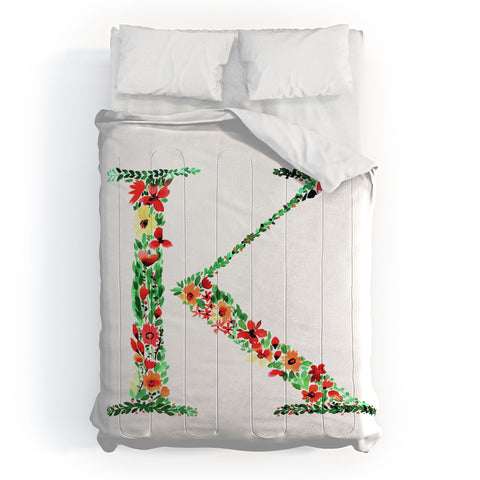 Amy Sia Floral Monogram Letter K Comforter
