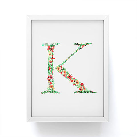 Amy Sia Floral Monogram Letter K Framed Mini Art Print