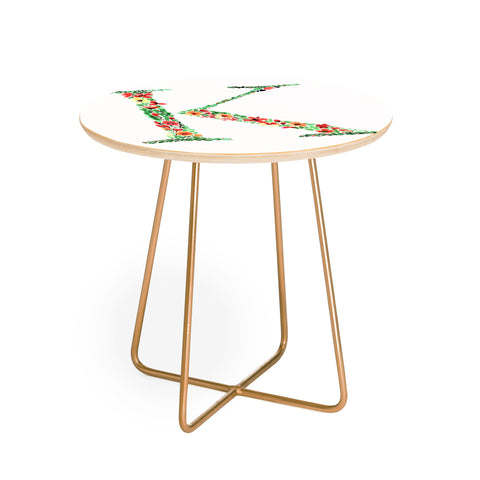 Amy Sia Floral Monogram Letter K Round Side Table