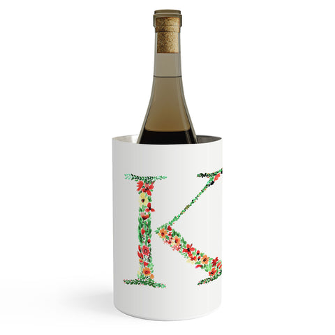 Amy Sia Floral Monogram Letter K Wine Chiller