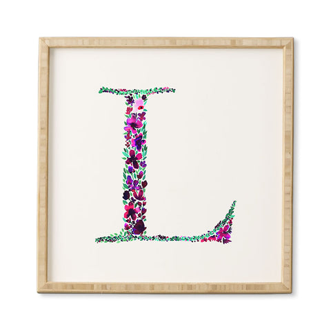 Amy Sia Floral Monogram Letter L Framed Wall Art