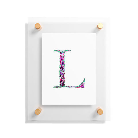 Amy Sia Floral Monogram Letter L Floating Acrylic Print