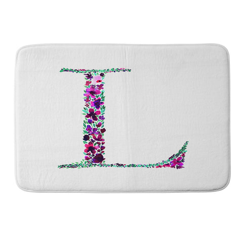 Amy Sia Floral Monogram Letter L Memory Foam Bath Mat