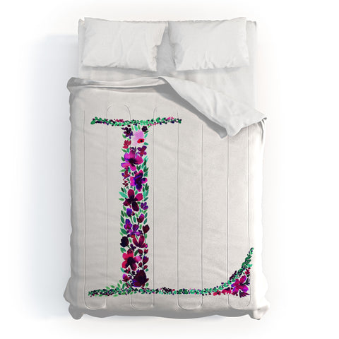 Amy Sia Floral Monogram Letter L Comforter